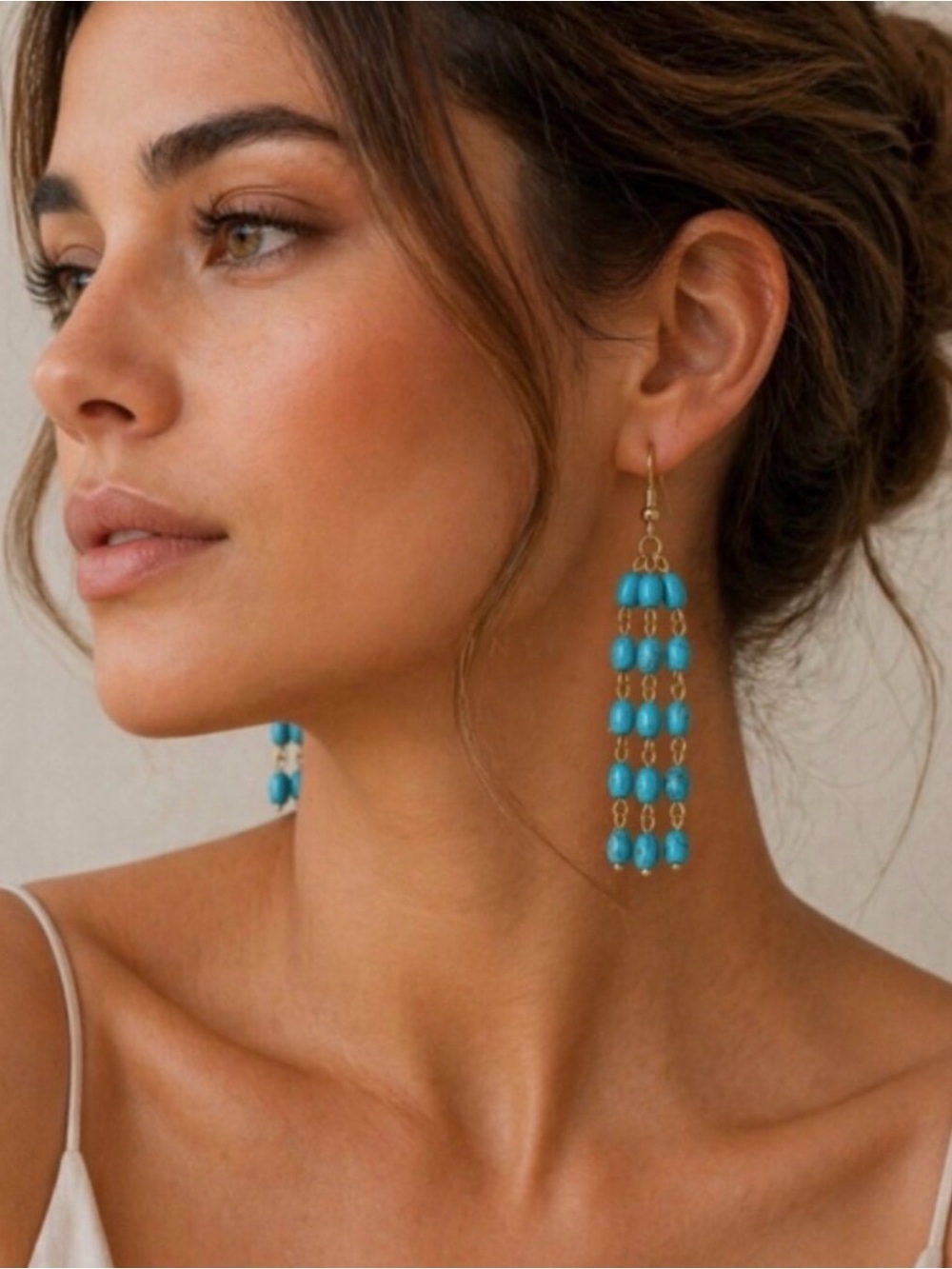 Plunder Turquoise and Gold Dangle Earrings